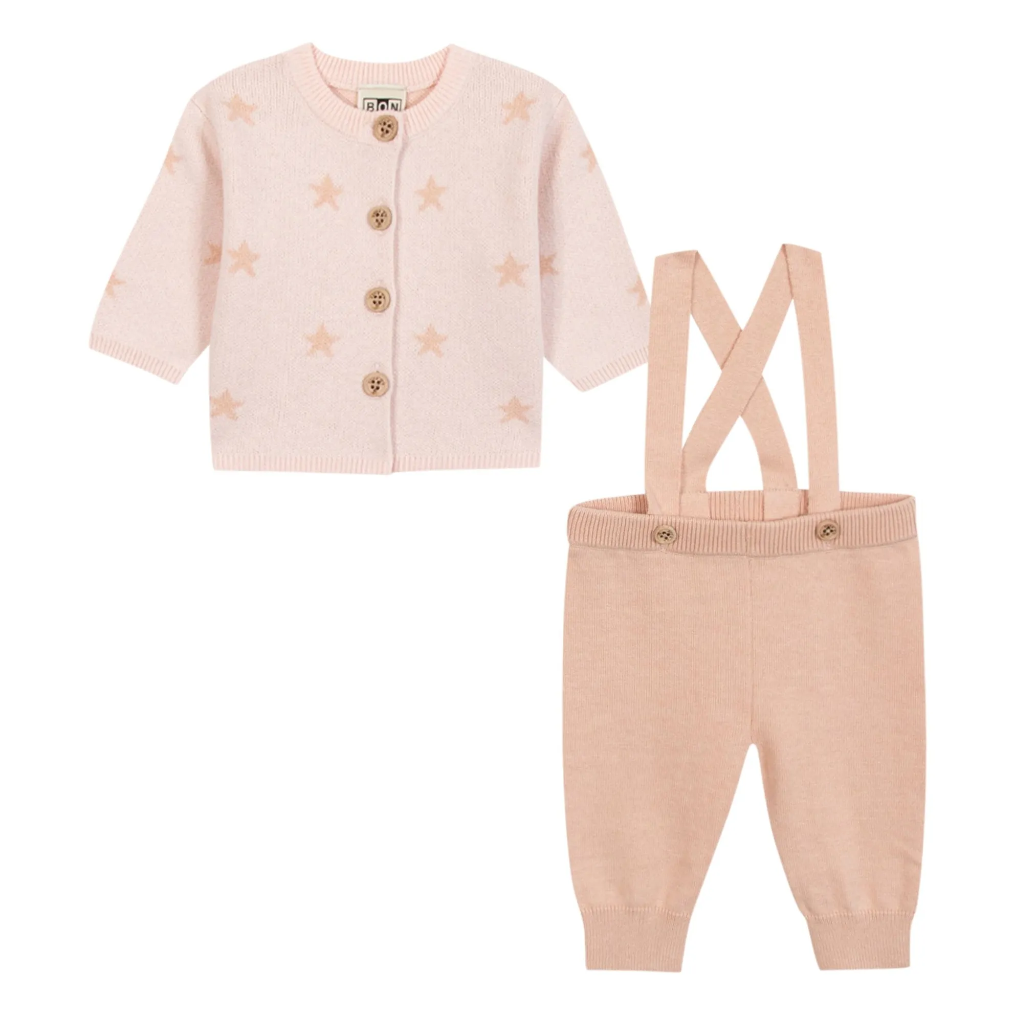 Bonton Peach Wolf Cardigan And Pants Set