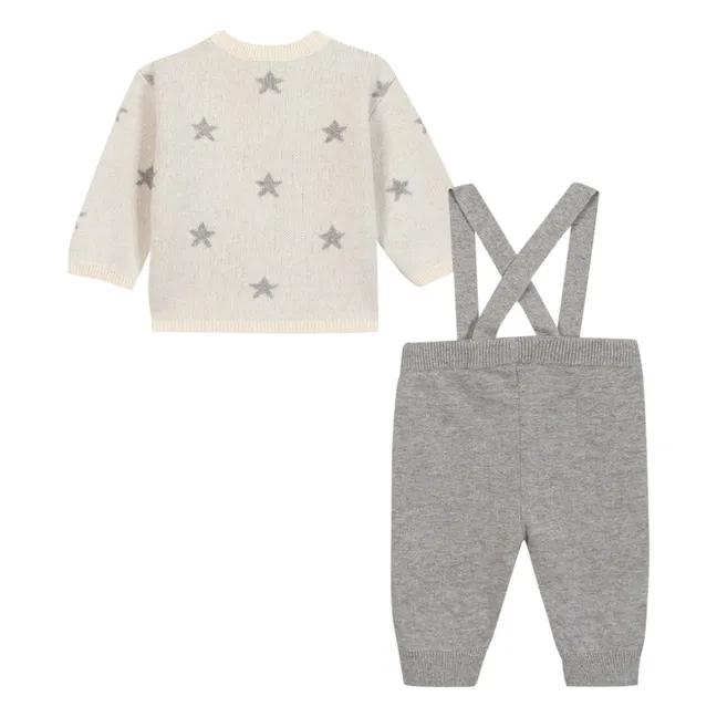 Set Strickjacke und Hose Wolf | Grau Meliert