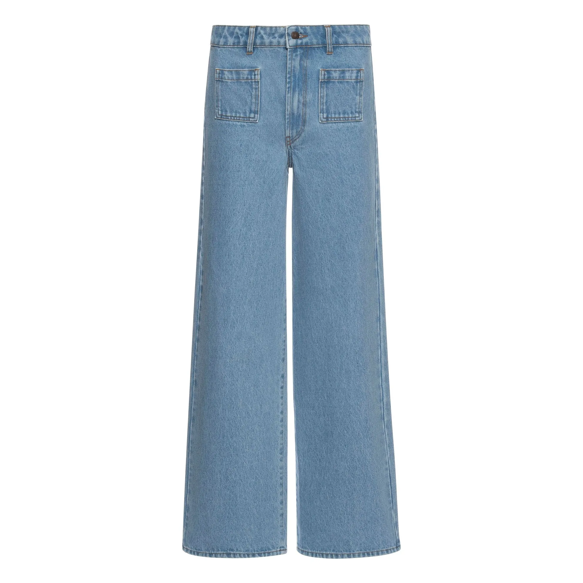 Alma Deia Denim Bleached Organic Cotton Flare Jeans