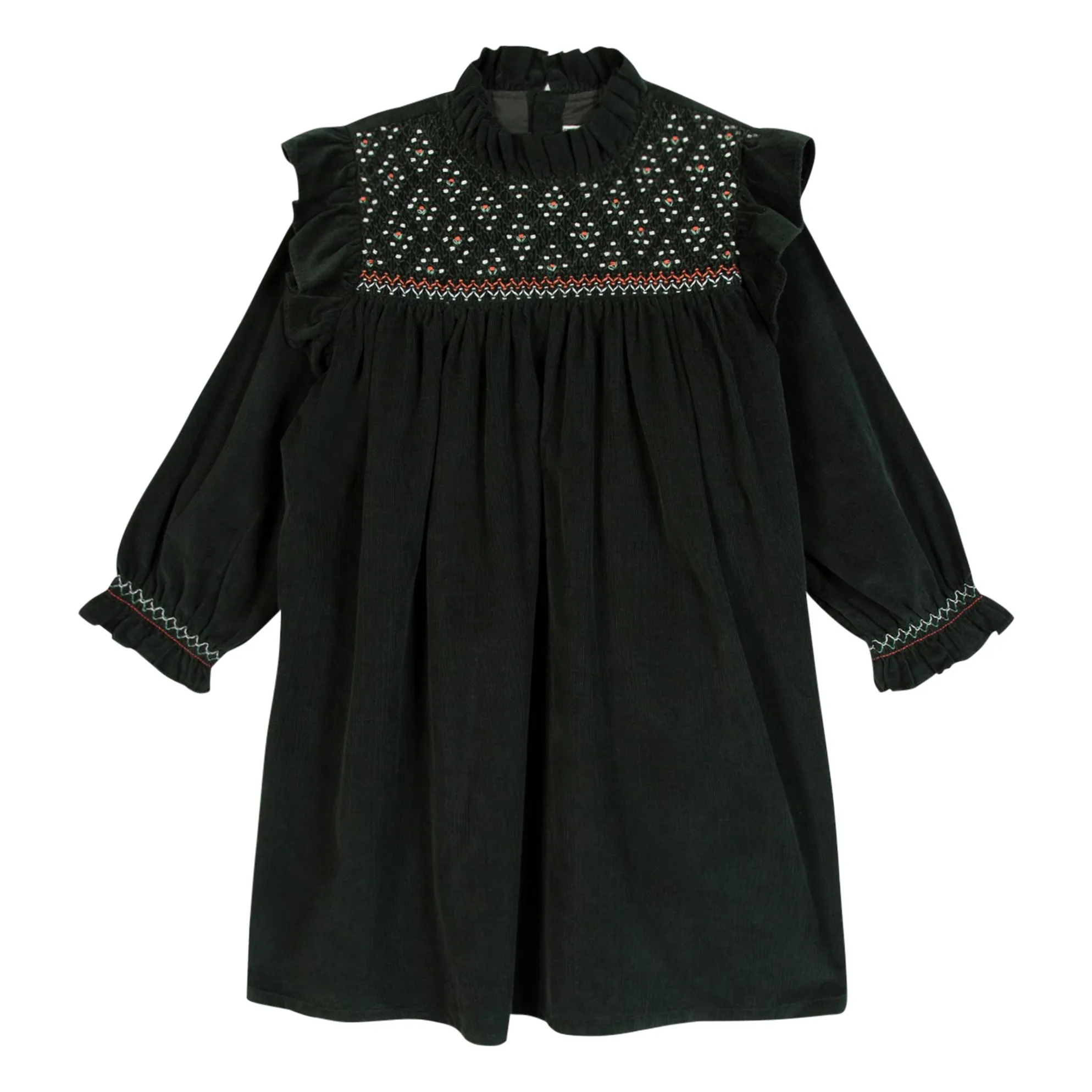 Bonton Dark Green Corduroy Babushka Dress