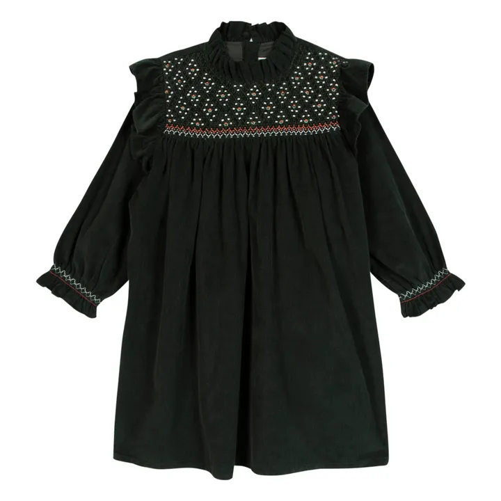 Corduroy Babushka Dress | Dark green- Product image n°0