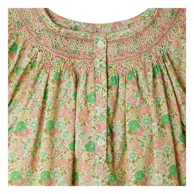 Jarah Liberty Kleid aus Bio-Baumwolle mit Smokings | Seidenfarben