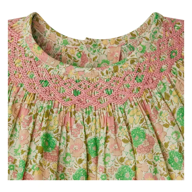 Blouse Smockée Griotte Liberty Coton Bio | Ecru