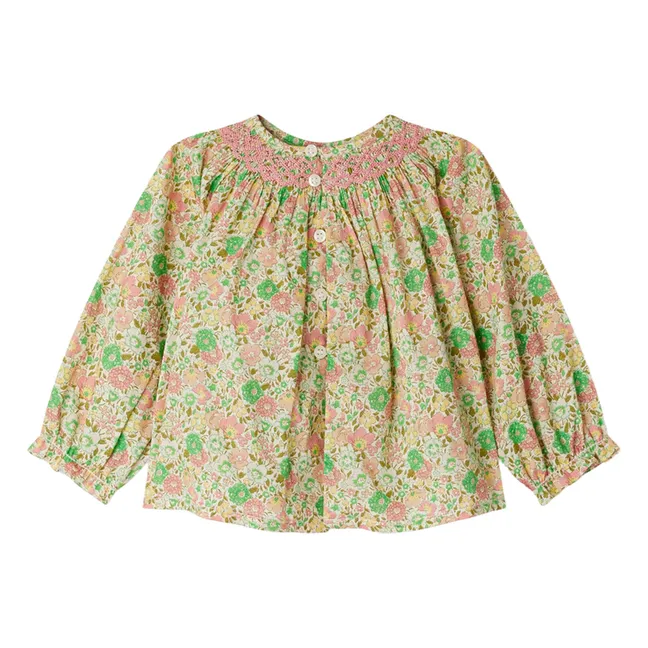 Blouse Smockée Griotte Liberty Coton Bio | Ecru