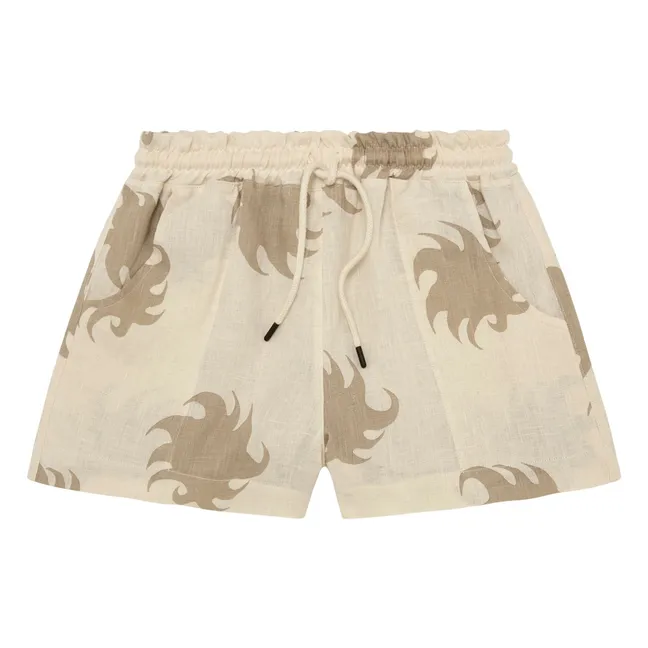 Short Hazel Ember Drizzle Lin | Beige