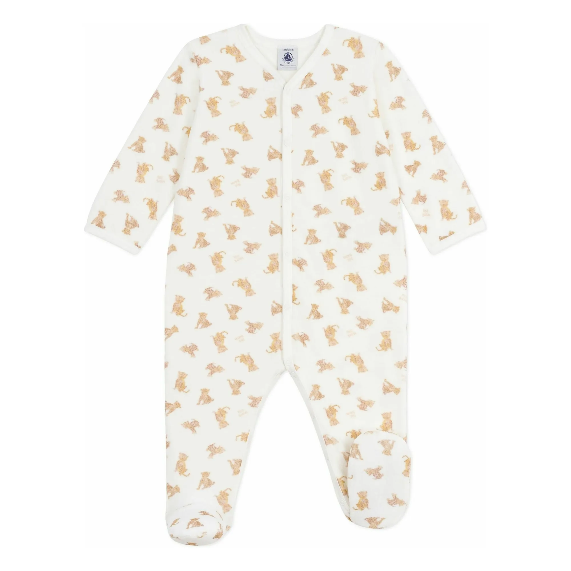 Petit Bateau Ecru Sleep Well Organic Cotton Cheetah Pyjamas