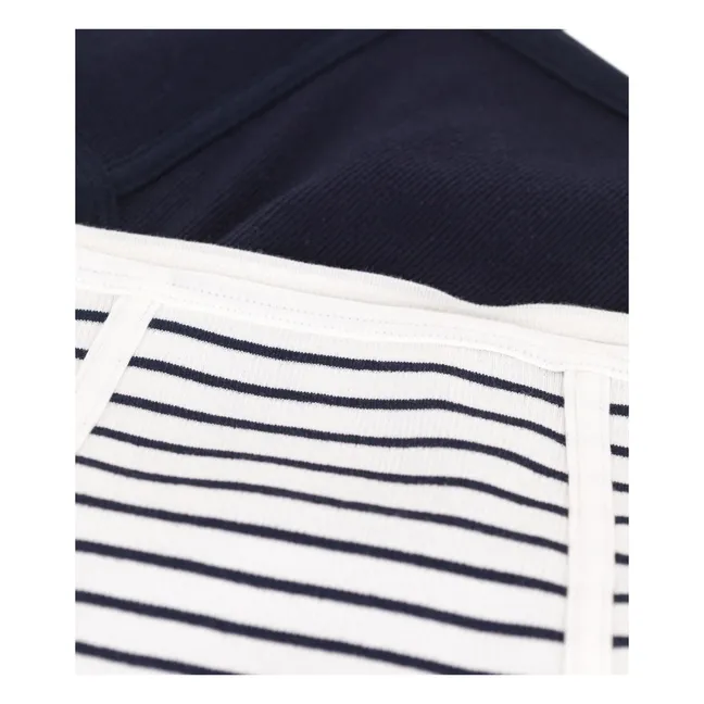 Lot 2 Culottes Tailles Hautes Rayées Coton Bio | Bleu marine