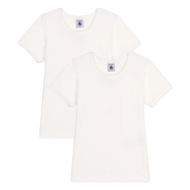Lot 2 T-shirts Unis Coton Bio | Blanc