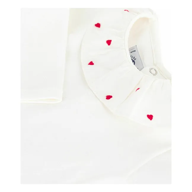 Body Col Volants Cœurs Coton Bio | Blanc