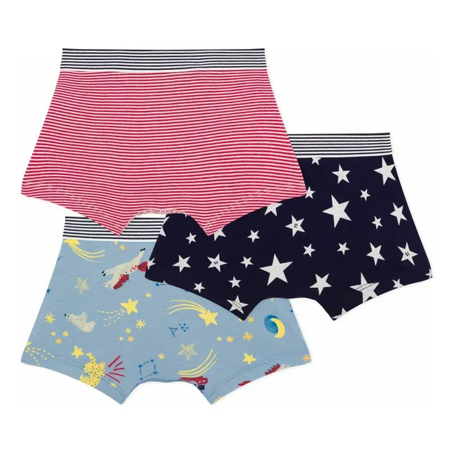 Lot 3 Boxers Bateaux Coton Bio | Bleu