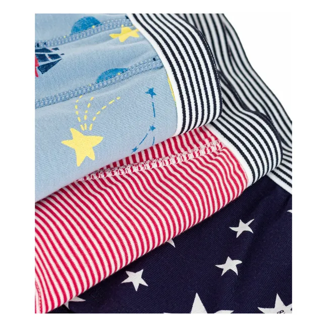 Lot 3 Boxers Bateaux Coton Bio | Bleu