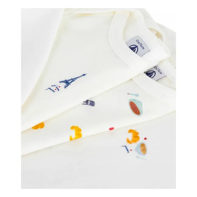 3er-Pack Bodies Paris Bio-Baumwolle | Weiß