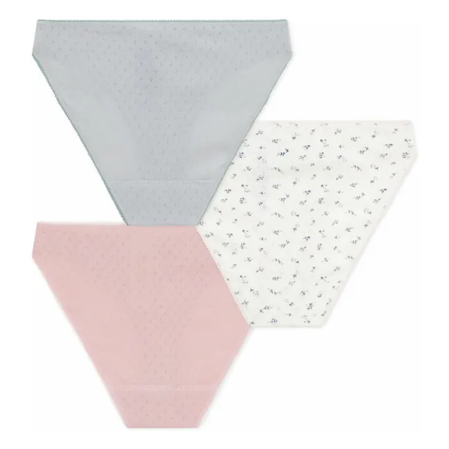 Lot 3 Culottes Fleuries Coton Bio | Blanc
