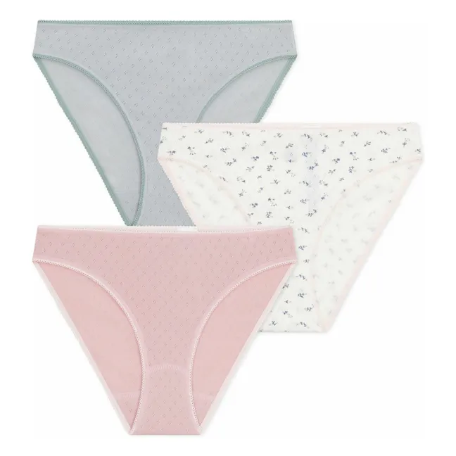 Lot 3 Culottes Fleuries Coton Bio | Blanc