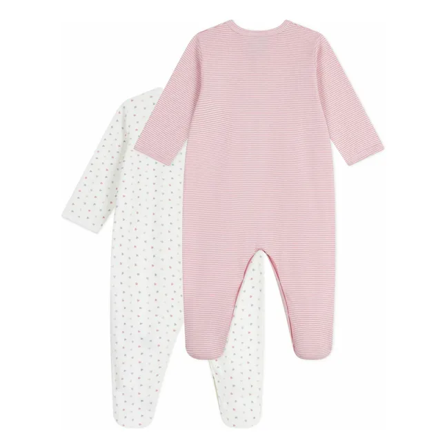Lot 2 Pyjamas Cœurs Coton Bio | Blanc