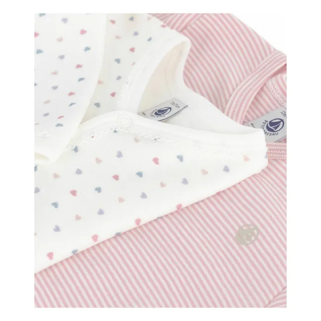 Lot 2 Pyjamas Cœurs Coton Bio | Blanc