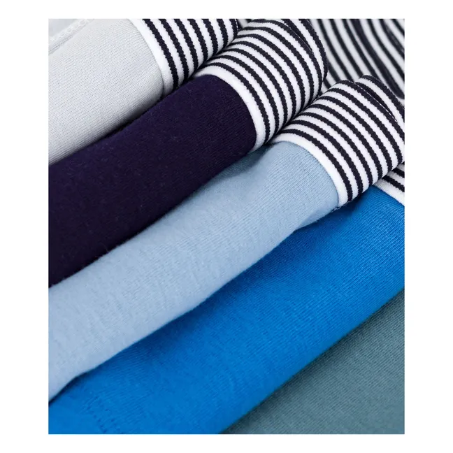 Lot 5 Boxers Unis Coton Bio | Bleu