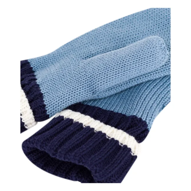 Moufles Maille Côtelée | Bleu