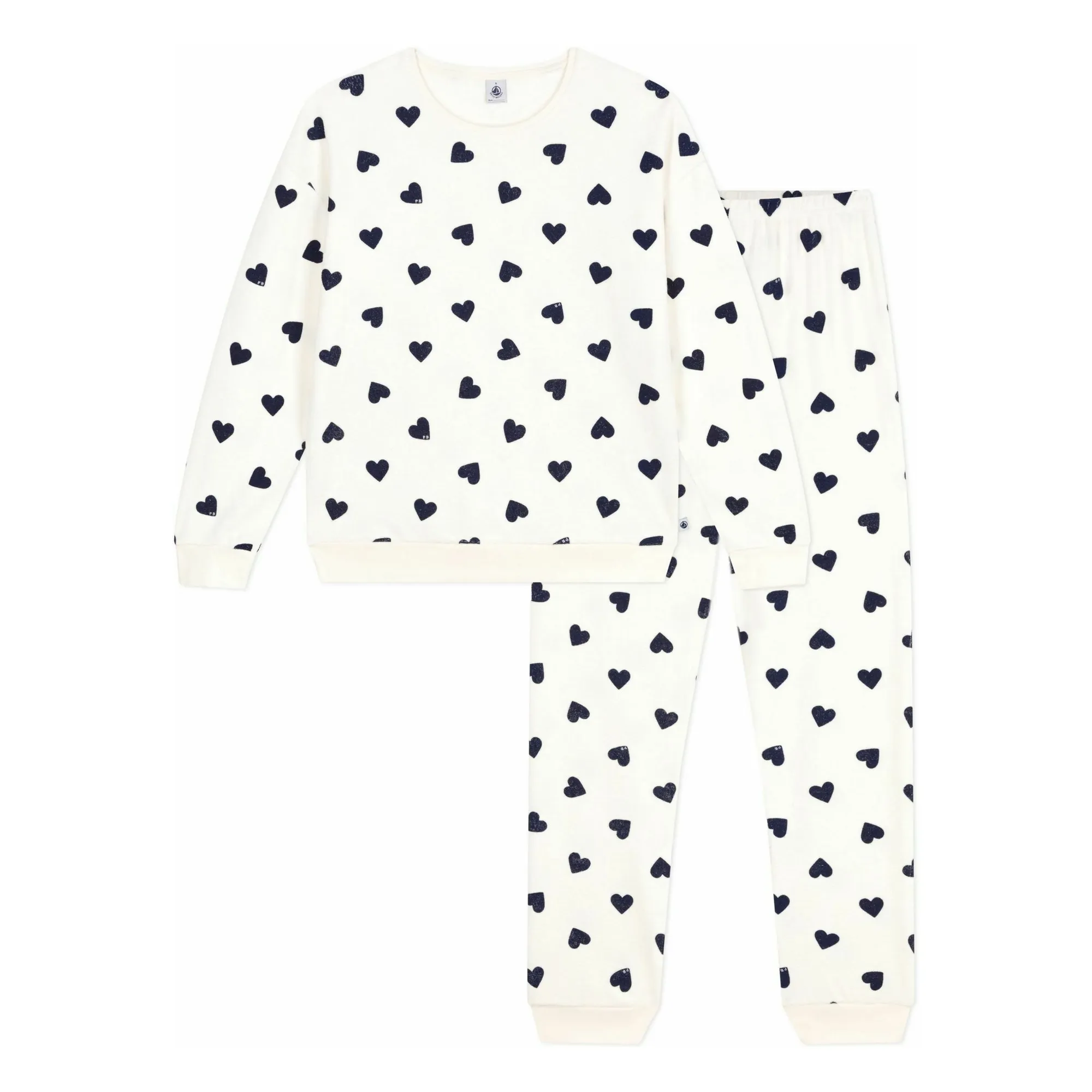 Petit Bateau - Pyjama Cœurs Eponge - Ecru | Smallable