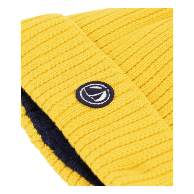 Bonnet Maille Côtelée Polaire | Jaune