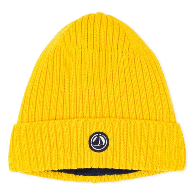 Bonnet Maille Côtelée Polaire | Jaune