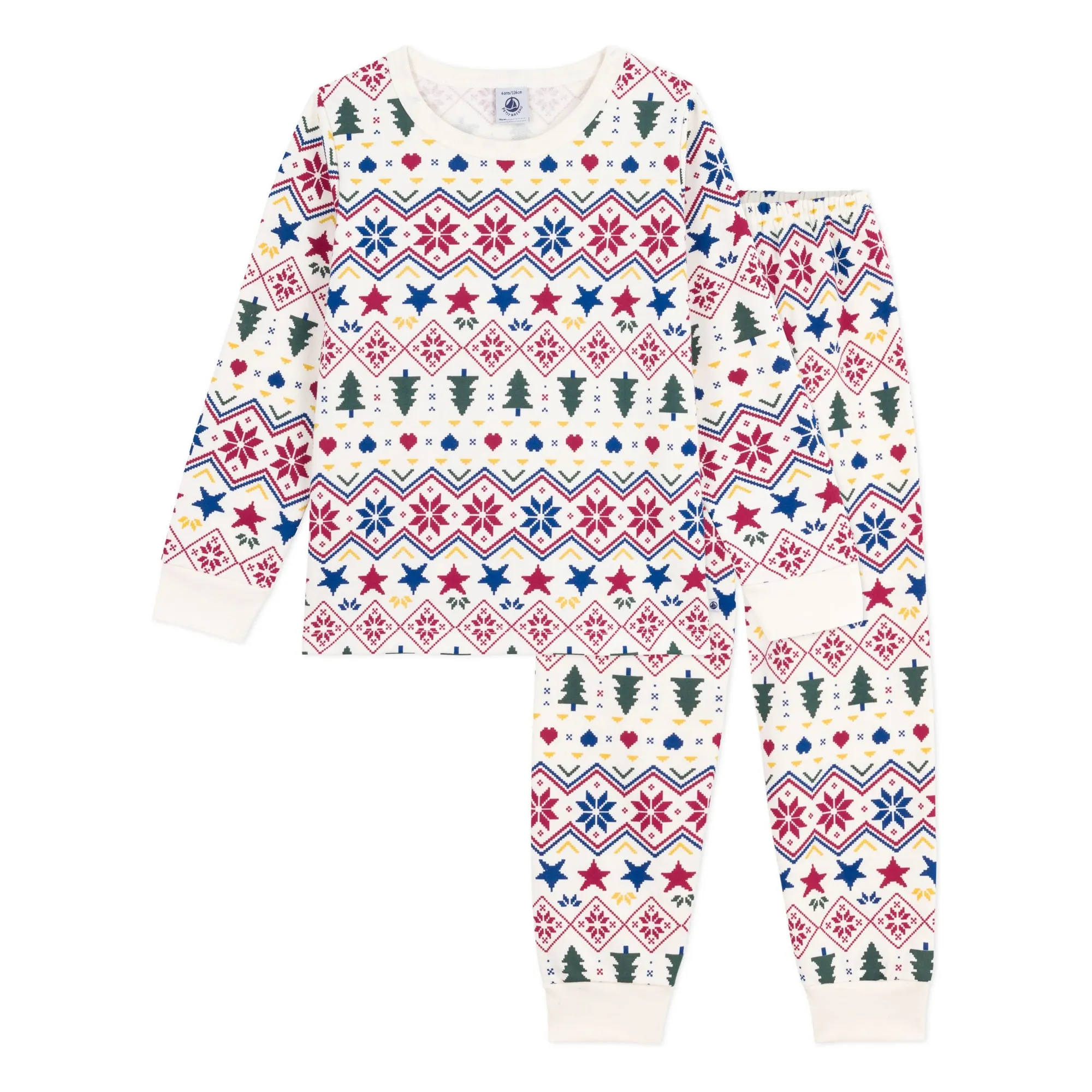 Petit Bateau Pyjama Noël Coton Bio Ecru Smallable