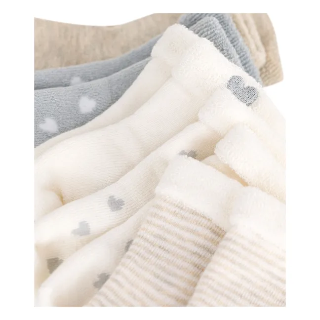 5 Paar gestreifte Socken | Beige