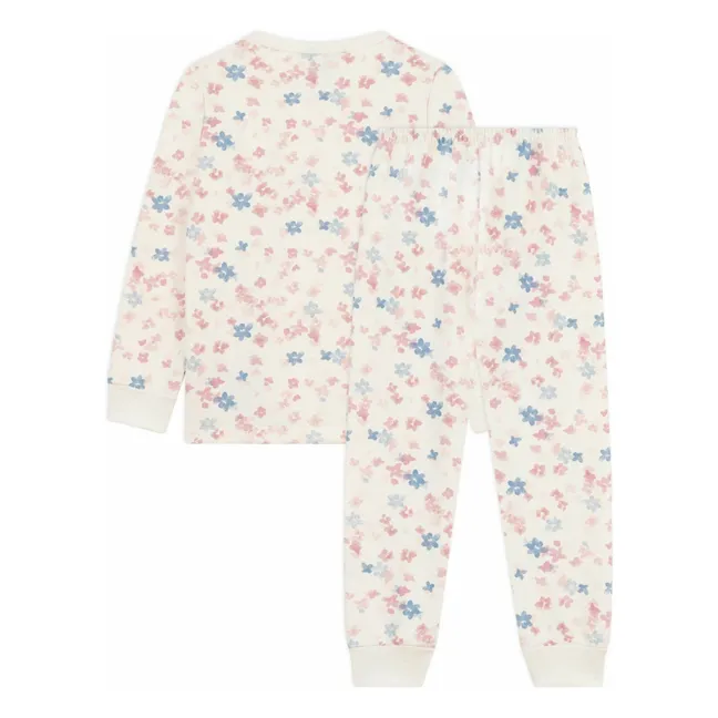 Pyjama Fleuri Coton Bio | Ecru