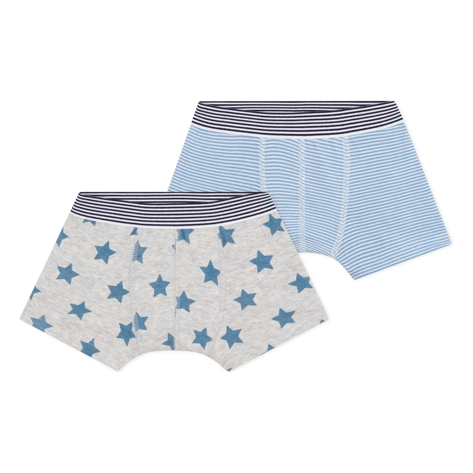 Petit Bateau Blue Set Of 2 Striped Boxer Briefs