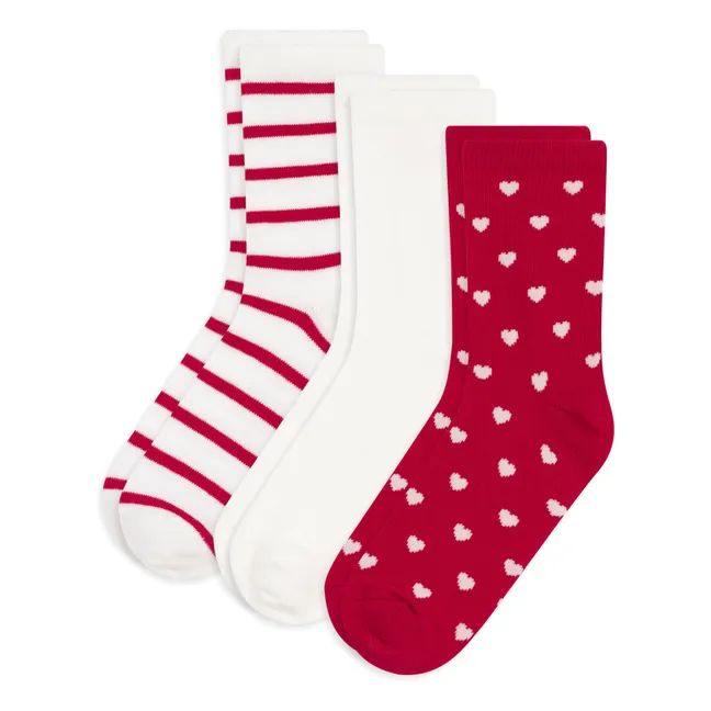 Set of 3 Pairs of Heart Socks | White