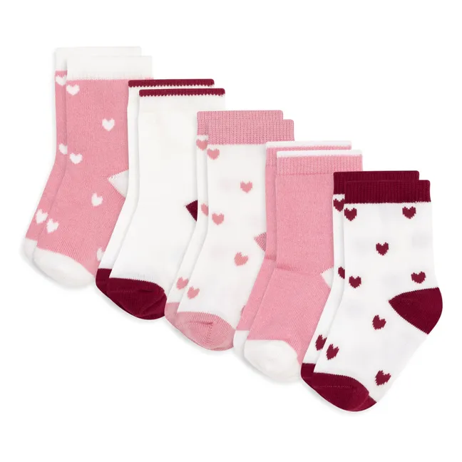 5 Paar Socken mit Herzchen, Baby | Rosa