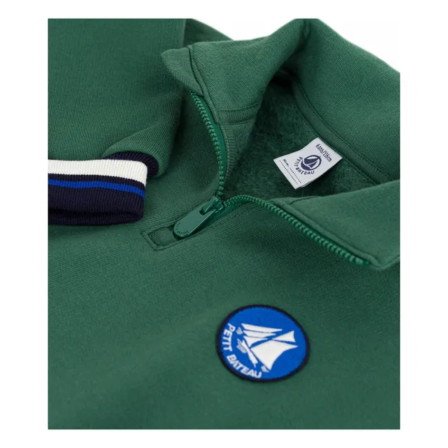 Sweat Col Cheminée Logo | Vert sapin