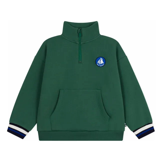Sweat Col Cheminée Logo | Vert sapin