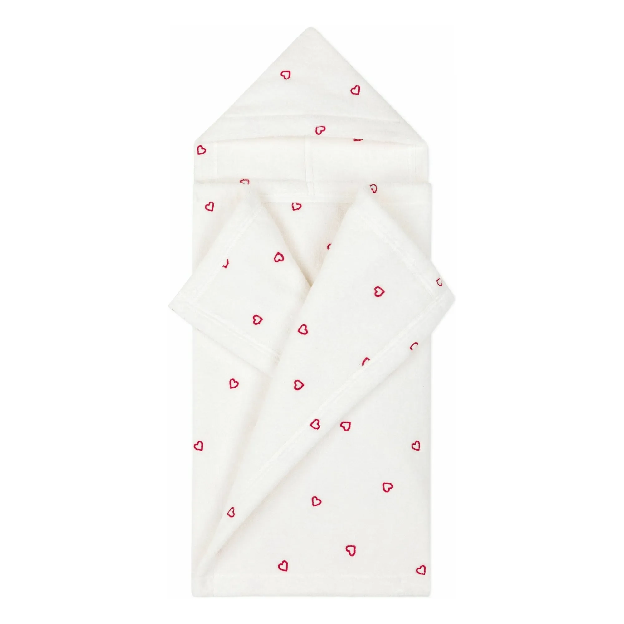 Cape de Bain Cœurs | Ecru- Image produit n°1