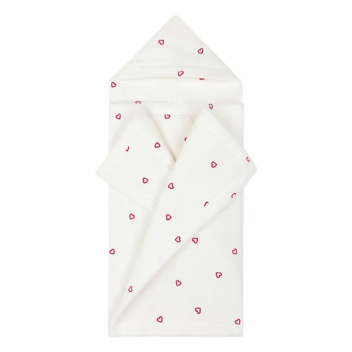 Cape de Bain Cœurs | Ecru- Image produit n°1