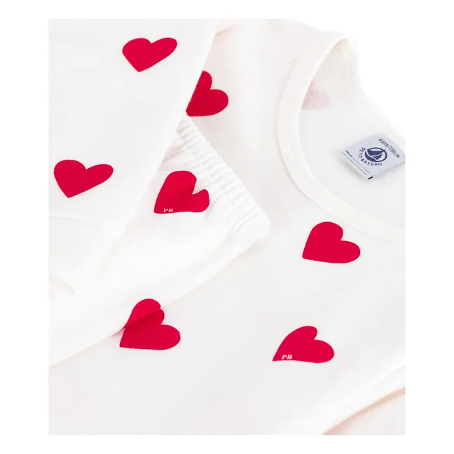 Pyjama Coeurs Molleton | Ecru