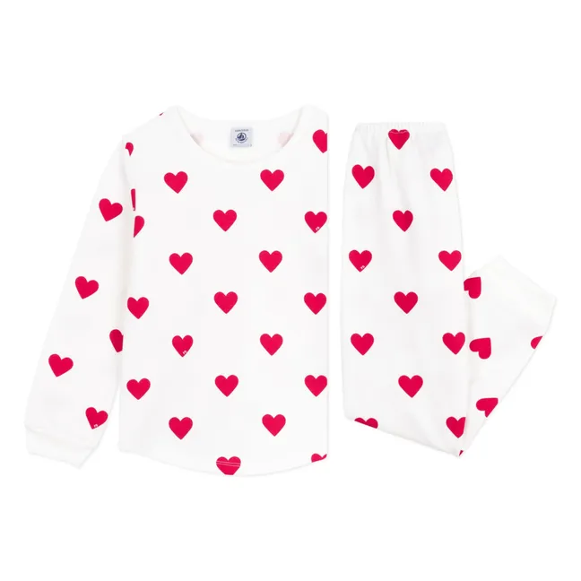 Pyjama Coeurs Molleton | Ecru