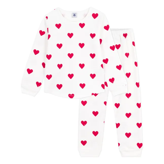 Pyjama mit Wattierung Herzen | Seidenfarben