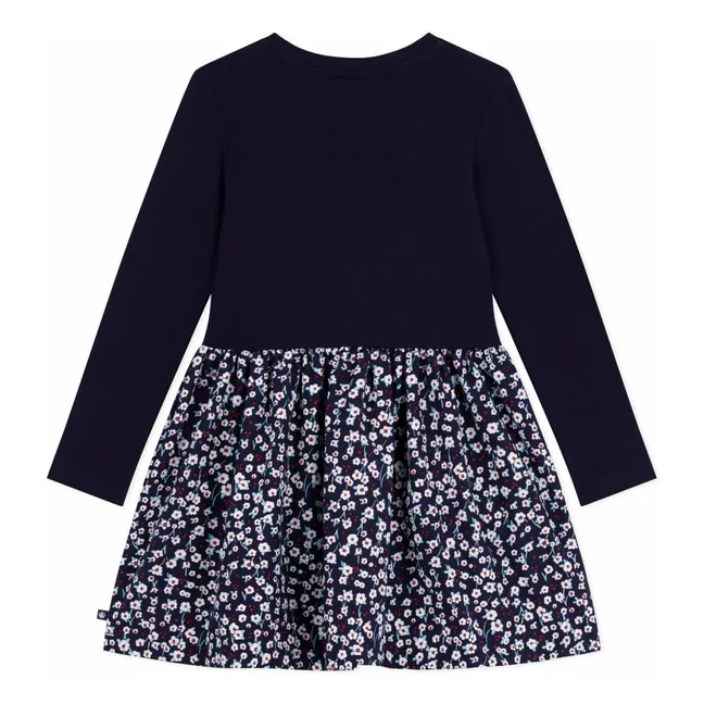 Blumenkleid aus Bio-Baumwolle | Navy