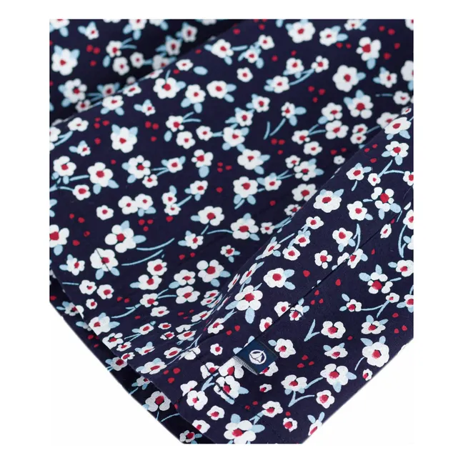 Robe Fleurie Coton Bio | Bleu marine