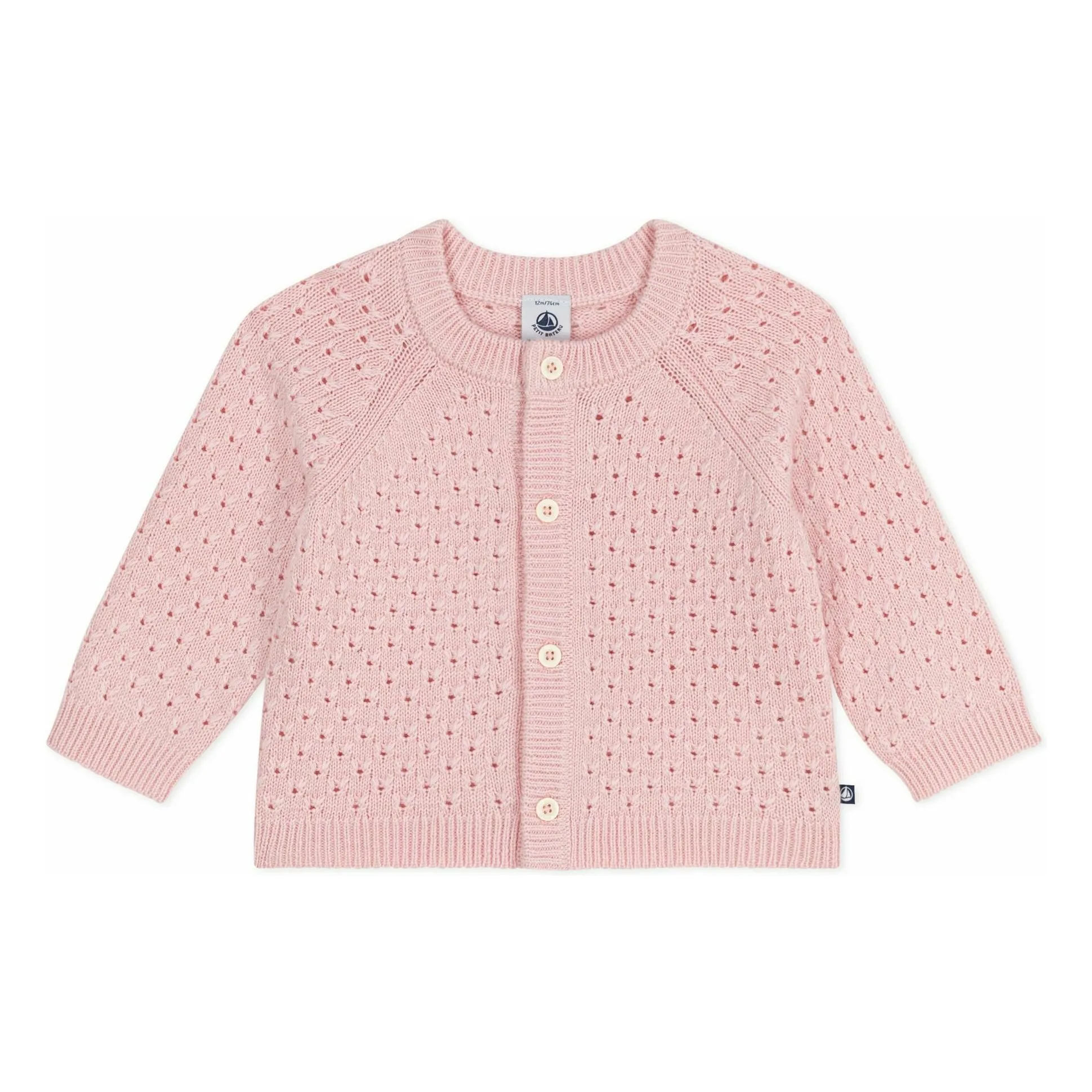 Petit Bateau Pale Pink Wool Cardigan