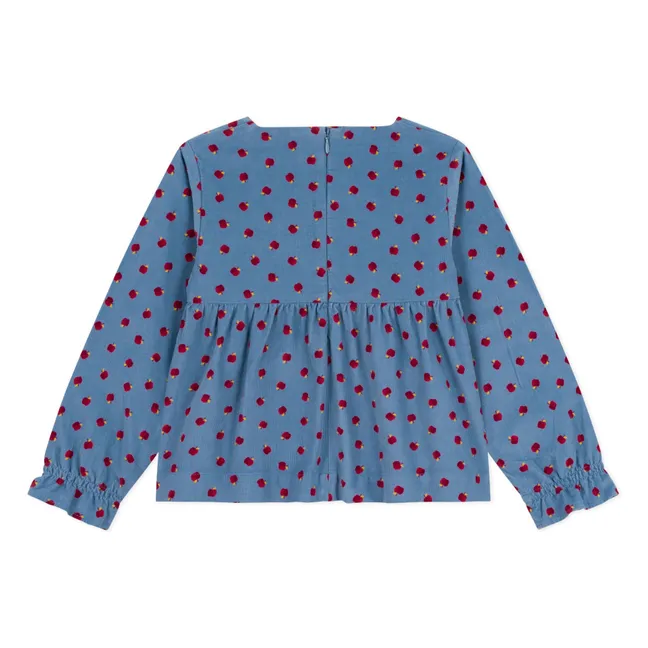 Blouse Pommes Velours Côtelé | Bleu