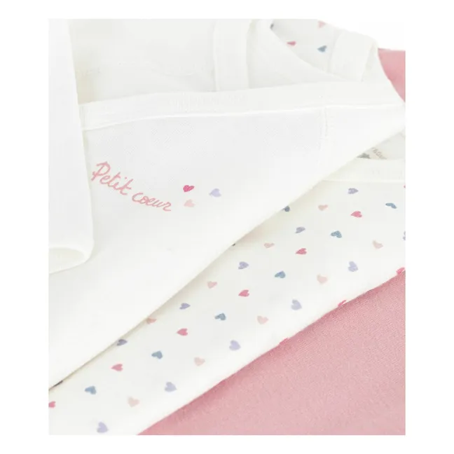 Lot 3 Bodies Petit Cœur Coton Bio | Ecru