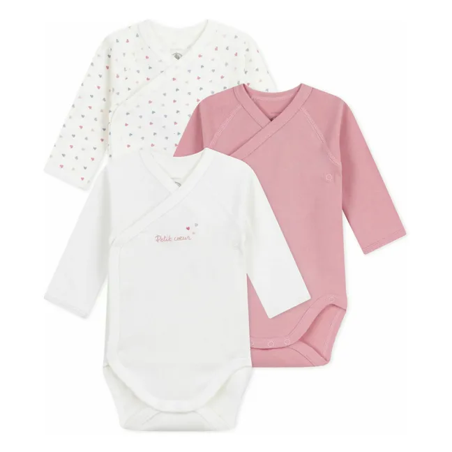 Lot 3 Bodies Petit Cœur Coton Bio | Ecru
