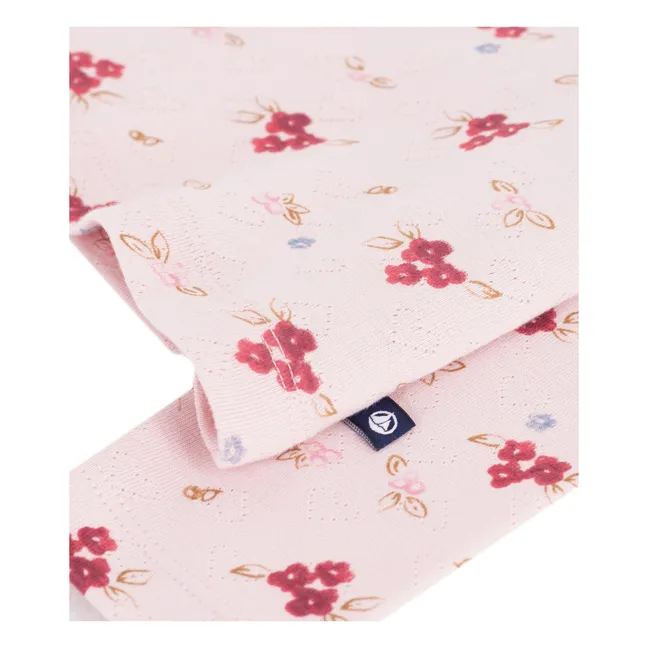 Col roulé Fleuri Pointelle Coton Bio | Rose pâle