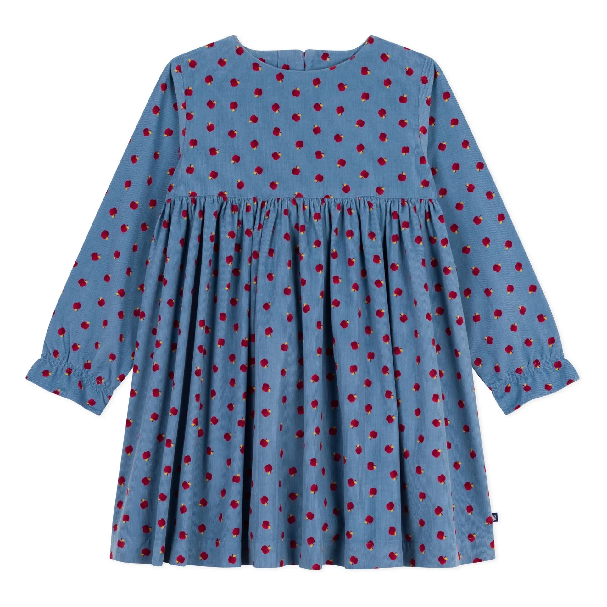 Petit Bateau Blue Apple Corduroy Dress