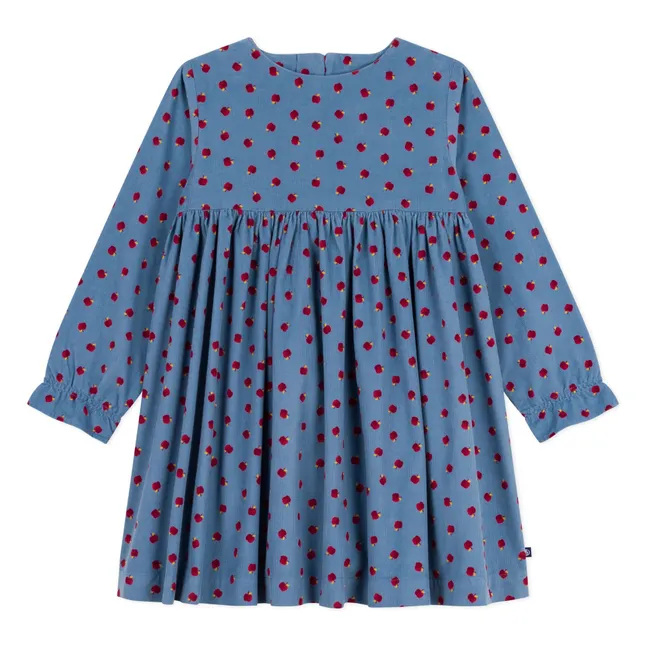 Robe Pommes Velours Côtelé | Bleu