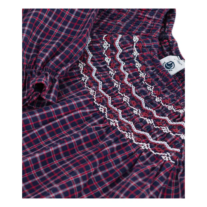 Robe Volants Carreaux Coton Bio | Bleu marine- Image produit n°2