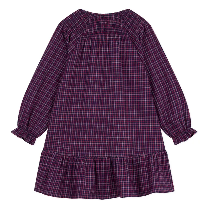 Robe Volants Carreaux Coton Bio | Bleu marine- Image produit n°1