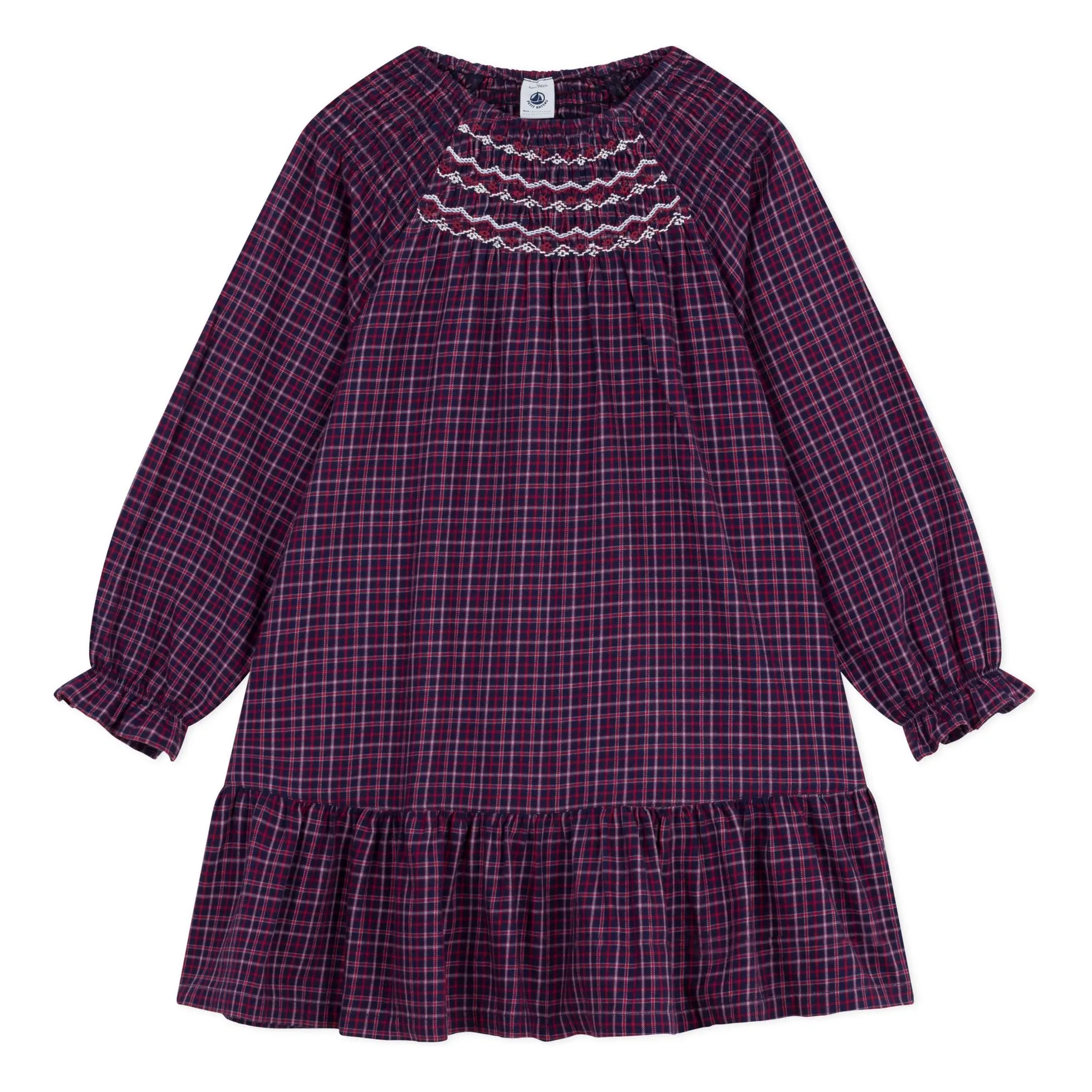 Petit Bateau Navy Blue Organic Cotton Ruffle Dress